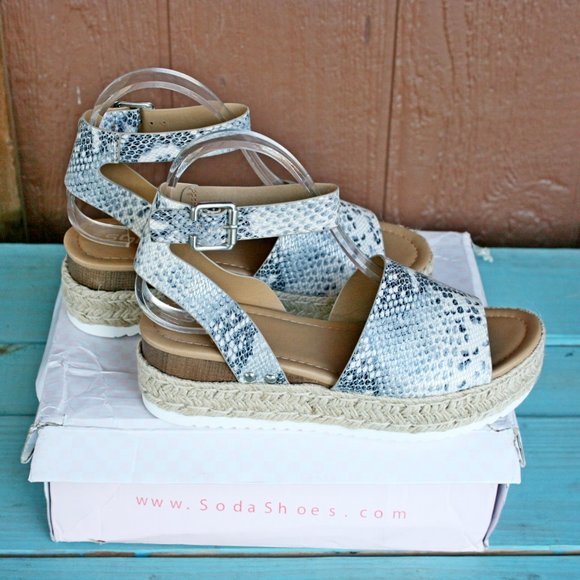 SODA Topic Sandals Espadrille Python Beige NEW - Picture 5 of 9